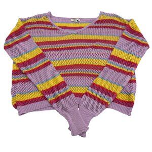 Andrée By Unit Womens‎ Striped Knit Sweater S Multicolor Acrylic Cotton